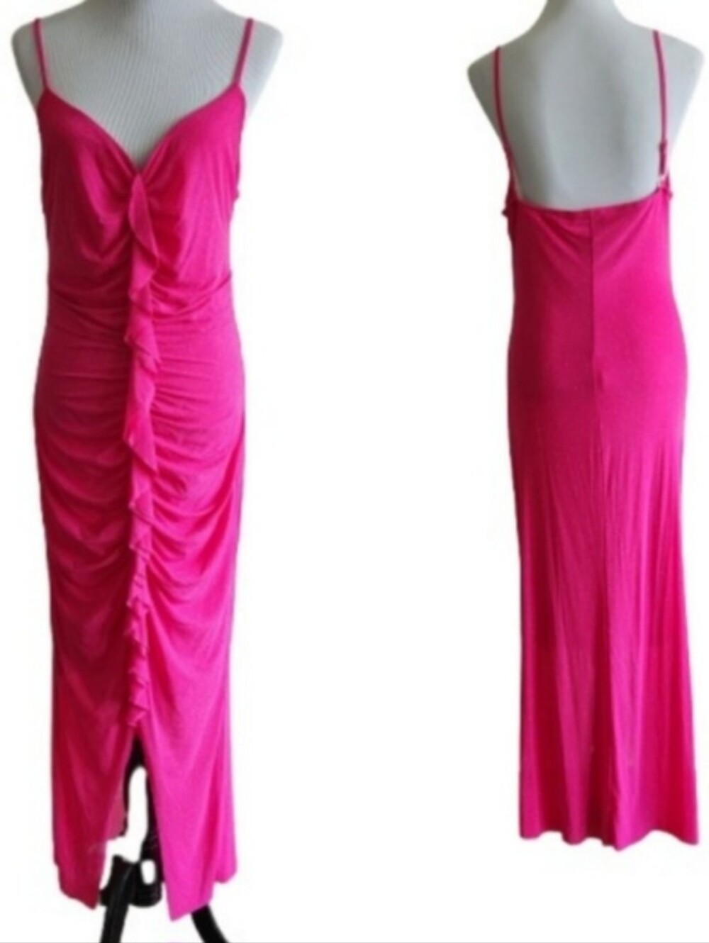 🆕️⬇️Lovely Grace Hot Pink Ruched Glitter Maxi Dress